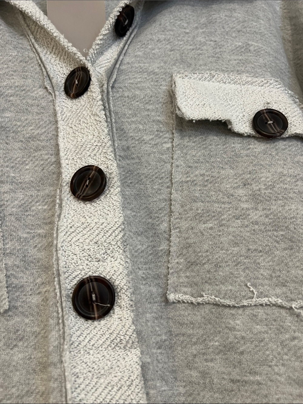 Bucket List Oversized Two-Tone Gray Wide Leg Jumpsuit Raw Edges Texture Button M - Picture 12 of 16
